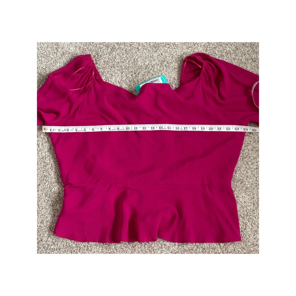 Barbiecore Milkmaid Peasant Heatherly Anniston Cowl Peplum Blouse Magenta 2X - Picture 4 of 6